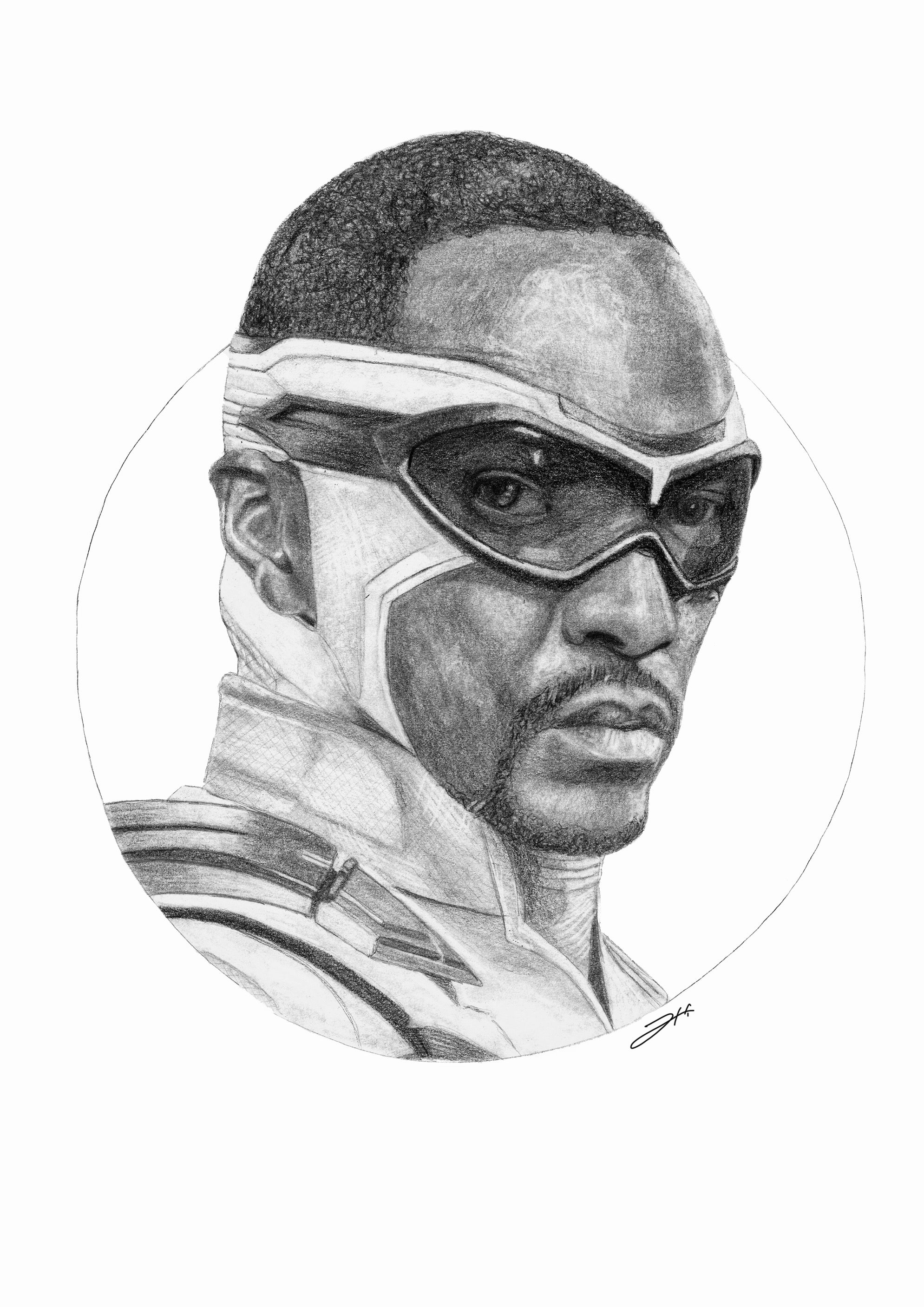 Captain America (Sam Wilson) Portrait Art Print