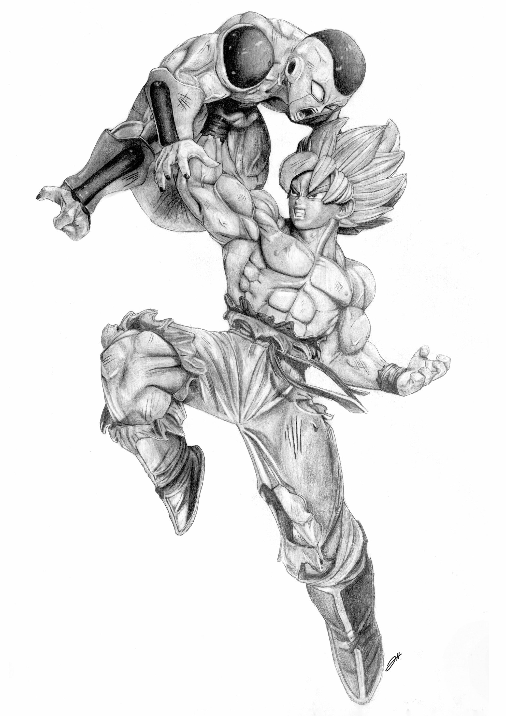 SS Goku Vs Frieza Art Print